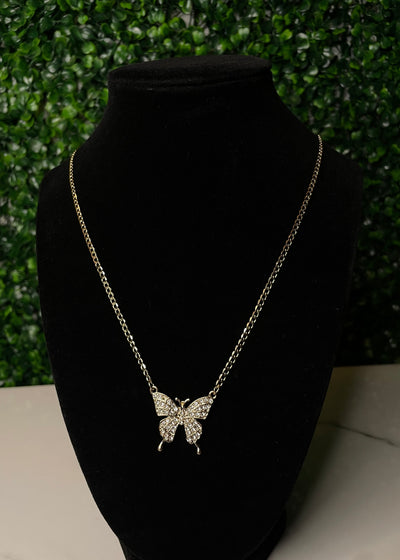 Rhinestone butterfly necklace 