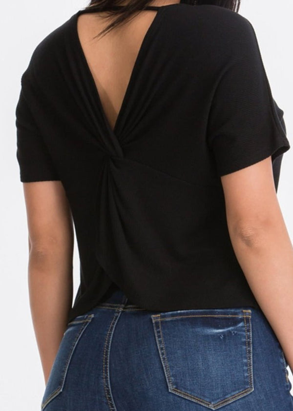 black activewear waffle top short sleeve