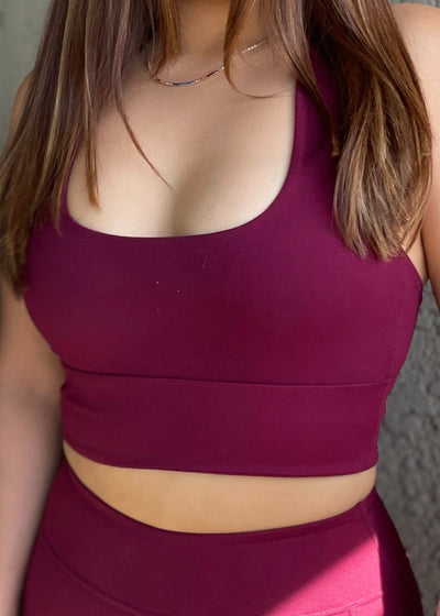 red crop wine color workout bralette 